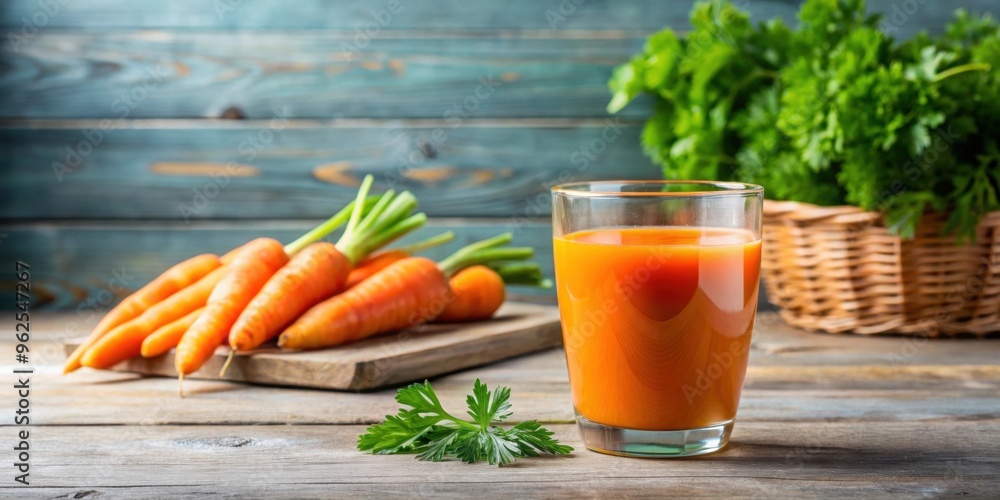 Freshly squeezed carrot juice in a clear glass, healthy vegetable drink , vitamin-rich, natural juice, refreshing Freshly squeezed carrot juice in a clear glass, healthy vegetable drink , vitamin-rich, natural juice, refreshing