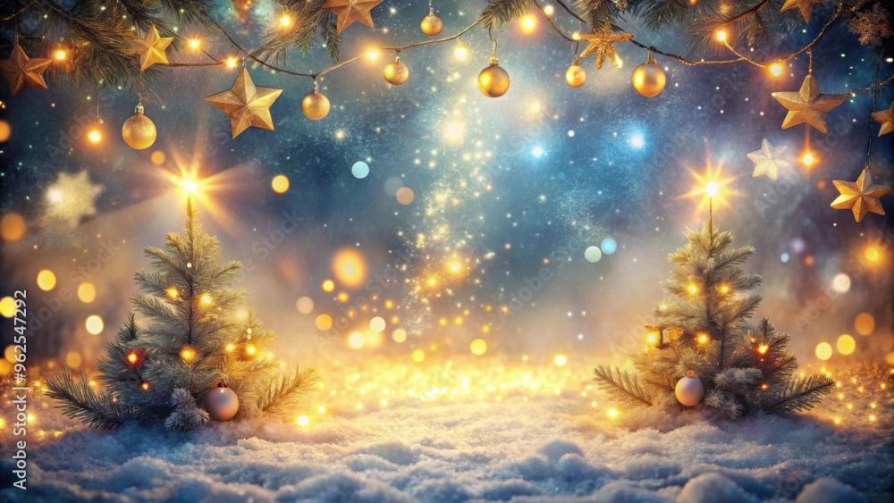 Magical Christmas background with shining lights, Fairy tale abstract style, Holiday celebration concept Magical Christmas background with shining lights, Fairy tale abstract style, Holiday celebration concept