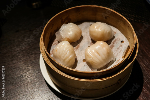 Photography close up of steamed traditional Cantonese Hong Kong Style tea house ( yum cha) o
