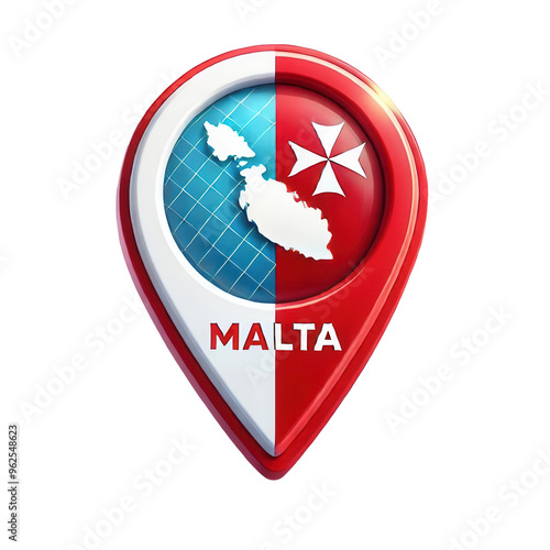 Free Download Creative Malta map pointer button with national colors - GFXLoad