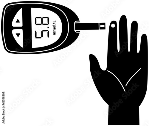 diabetes illustration health silhouette glucometer logo medical icon test outline glucose disease sugar diabetic illness insulin care medicine treatment shape and vector graphic background