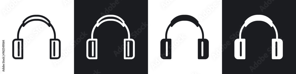 Headset line icon vector illustration set. Headset line icon vector illustration set.