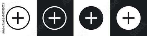 Plus line icon vector illustration set.