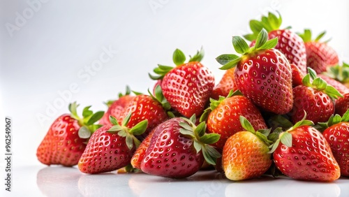 High-quality photo of strawberries with perfect focus and lighting on a white background , strawberries, fruits, photography
