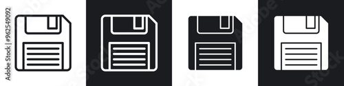 Floppy disk line icon vector illustration set.