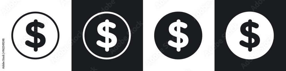 Dollar line icon vector illustration set. Dollar line icon vector illustration set.