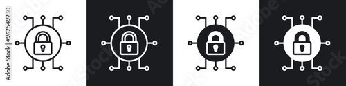 Cyber security line icon vector illustration set.