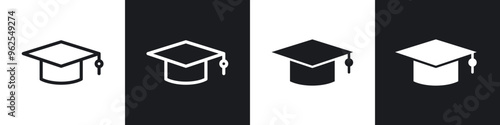 Graduation cap line icon vector illustration set.