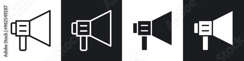 Megaphone line icon vector illustration set.