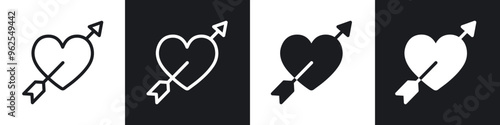 Heart with arrow line icon vector illustration set.
