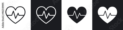 Heartbeat line icon vector illustration set.