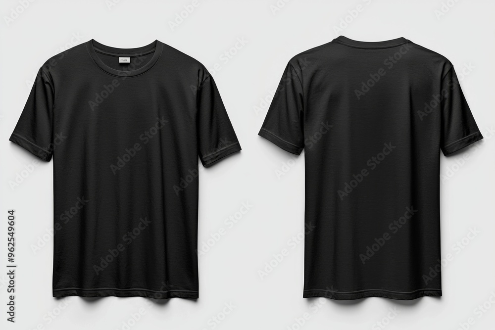 Black Tshirt Mockup Front and Back Isolated created with Generative AI