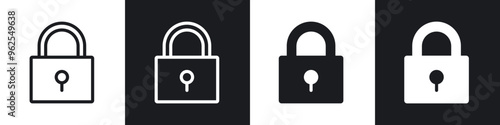Padlock line icon vector illustration set.