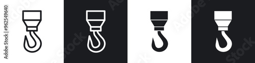 Winch hook line icon vector illustration set.