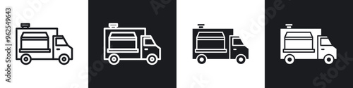Food truck line icon vector illustration set.