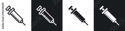 Syringe line icon vector illustration set.