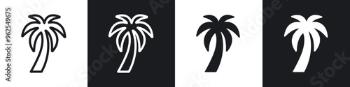 Palm tree line icon vector illustration set.