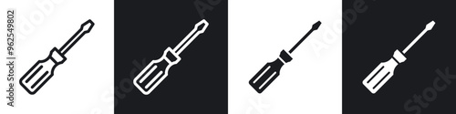 Screwdriver line icon vector illustration set.