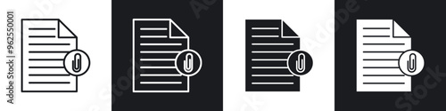 Attach document line icon vector illustration set.