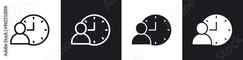 Office hours line icon vector illustration set.