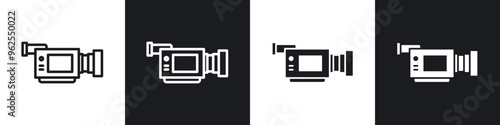 TV camera line icon vector illustration set.