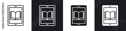 Ebook line icon vector illustration set.