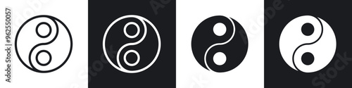 Yin yang line icon vector illustration set.