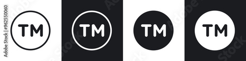 TM trademark line icon vector illustration set.