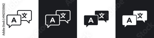 Translation line icon vector illustration set.