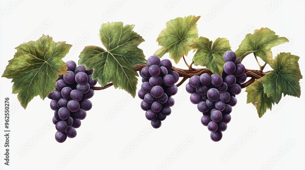 Fototapeta premium A bunch of purple grapes hanging from a vine