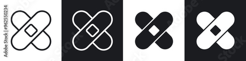 Medical patch line icon vector illustration set.