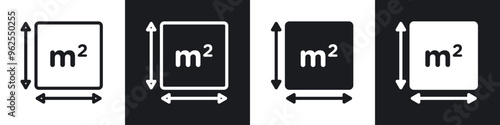 Square Meter line icon vector illustration set.