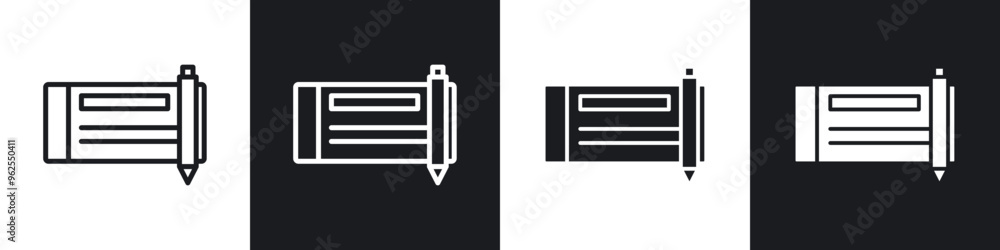 Signing cheque line icon vector illustration set. Signing cheque line icon vector illustration set.