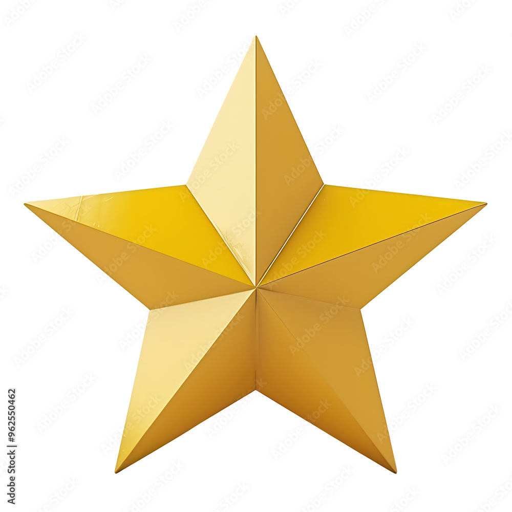 Fototapeta premium A Single, Golden, Five-Pointed Star on a White Background