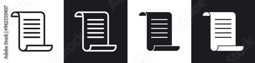 Scroll paper line icon vector illustration set.