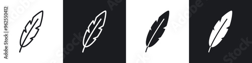 Feather line icon vector illustration set.