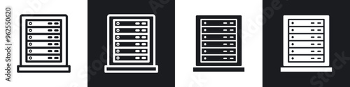 Server rack line icon vector illustration set.