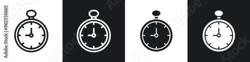 Pocket watch line icon vector illustration set.