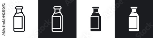 Juice bottle line icon vector illustration set.