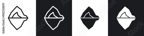 Iceberg line icon vector illustration set.