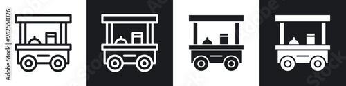 Food cart line icon vector illustration set.
