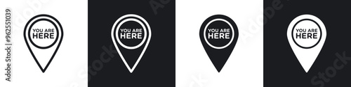 You are here pointer line icon vector illustration set.