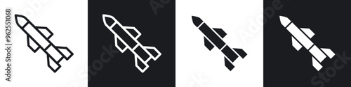 Missile line icon vector illustration set.