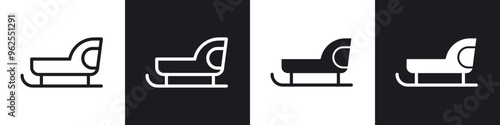Sled line icon vector illustration set.