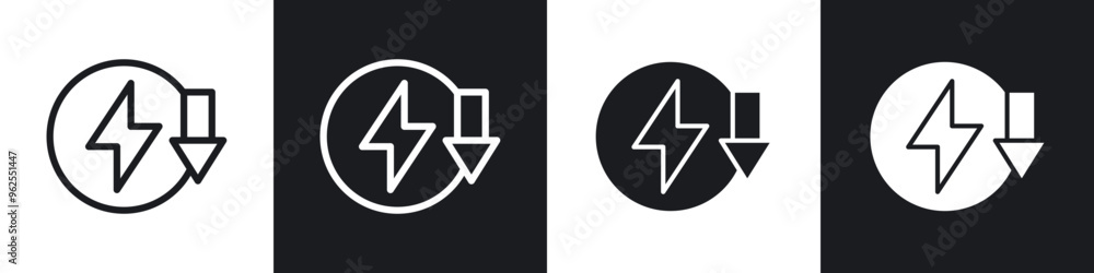 Energy reduction line icon vector illustration set. Energy reduction line icon vector illustration set.