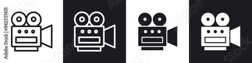 Video camera line icon vector illustration set.