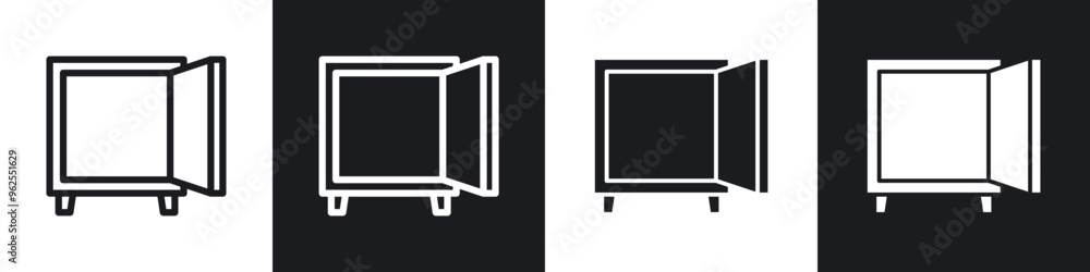 Open safe line icon vector illustration set. Open safe line icon vector illustration set.