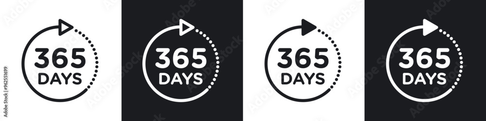 365 Day line icon vector illustration set.