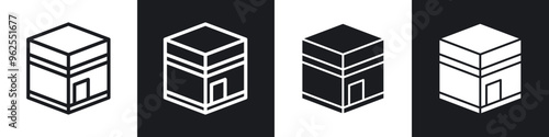 Kaaba line icon vector illustration set.