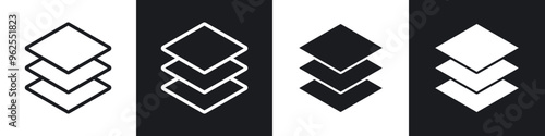 Layers line icon vector illustration set.